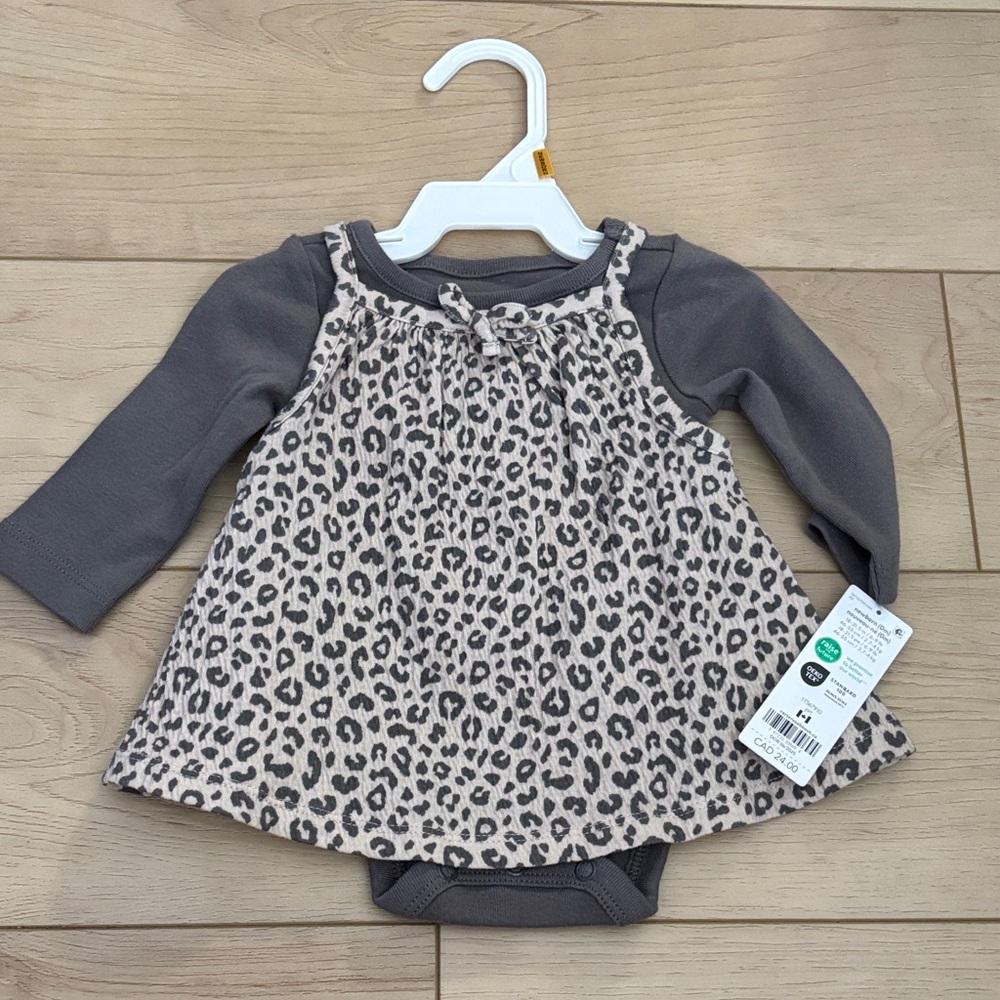 Carter's Gray and Cream Leopard Print Dress